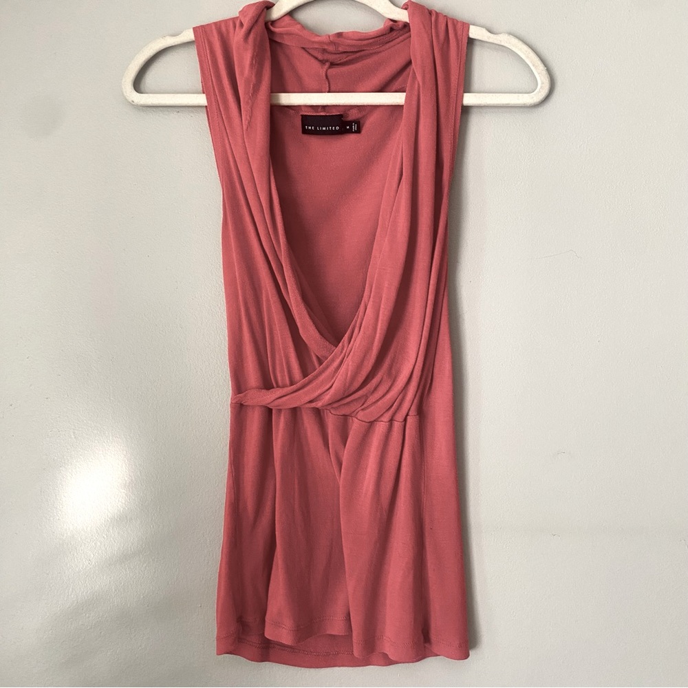 Pretty pink low cut sleeveless dress shirt